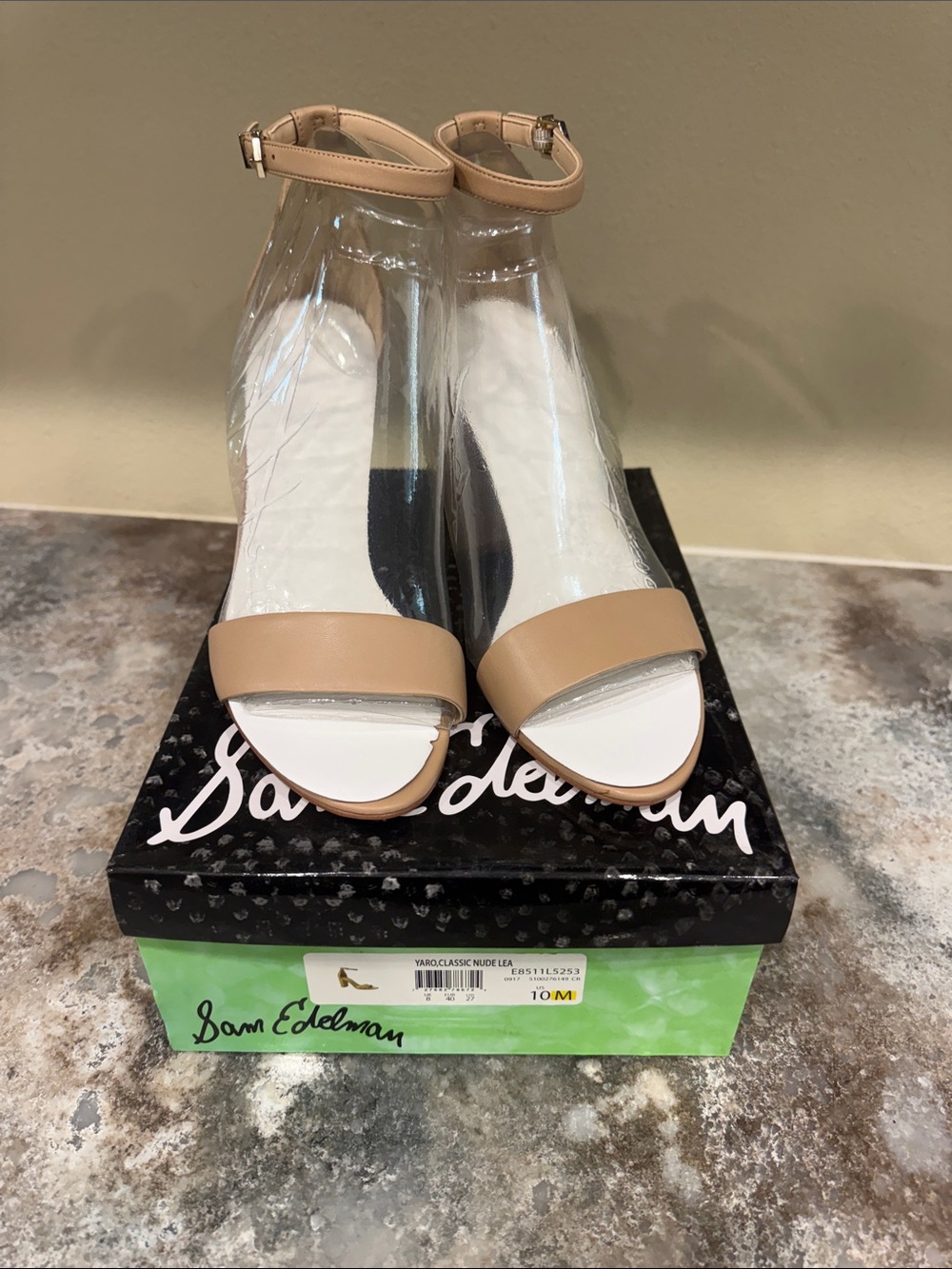 Sam Edelman Nude Clear Ankle-Strap Heels